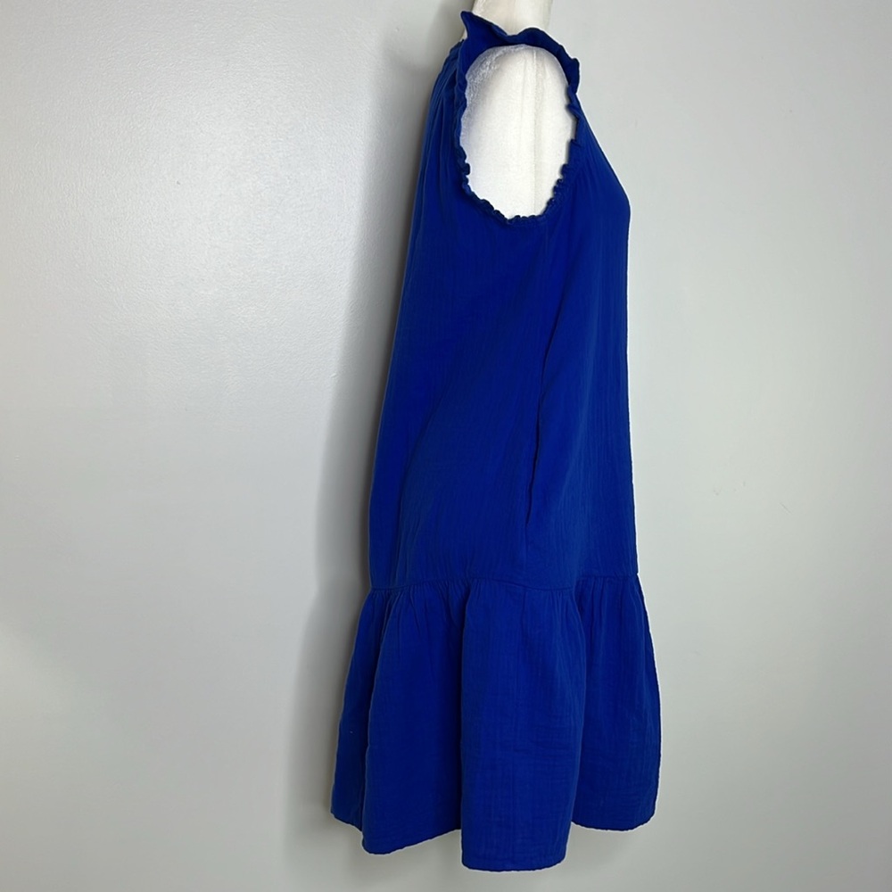 Boden Royal Blue Ruffled Sleeve V-Neck Sundress, Size 2R - Picture 4 of 9